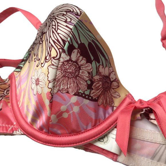 SIMONE PERELE Bra, Made in France. Pink Floral. Pink Bow FR 85 EU 70 US 32C - Picture 9 of 10